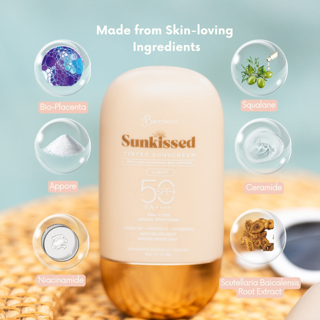 Barefaced Sunkissed Light Tinted Sunscreen SPF 50 PA ++++ 50g active ingredients