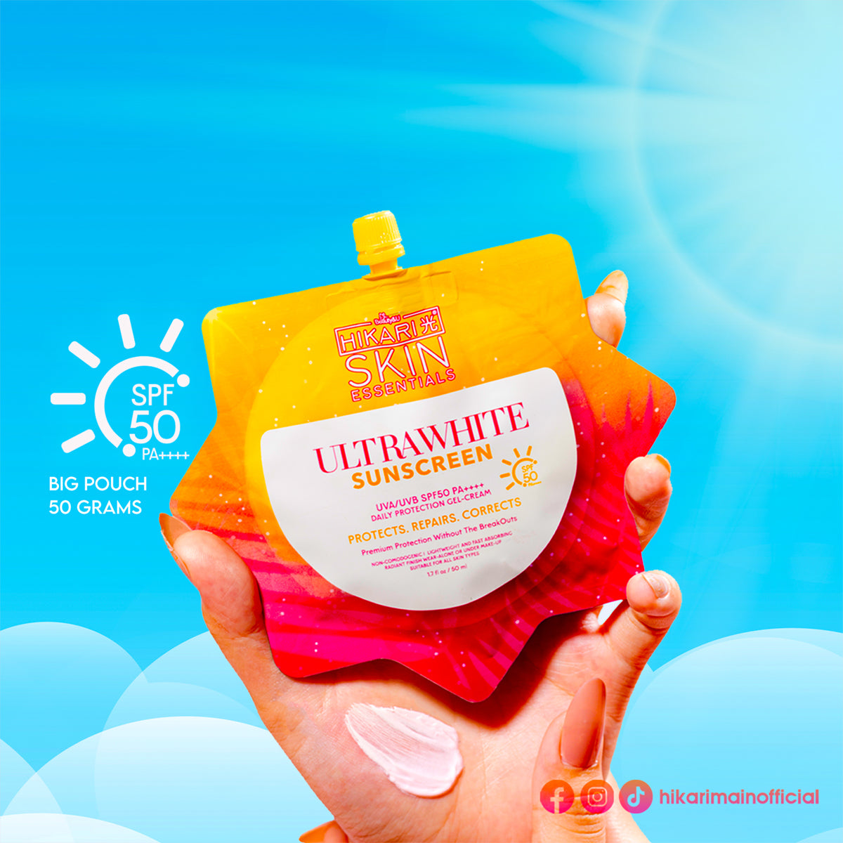 Beauty&U Hikari Skin Essentials Ultrawhite Sunscreen SPF50 - big pouch 50g