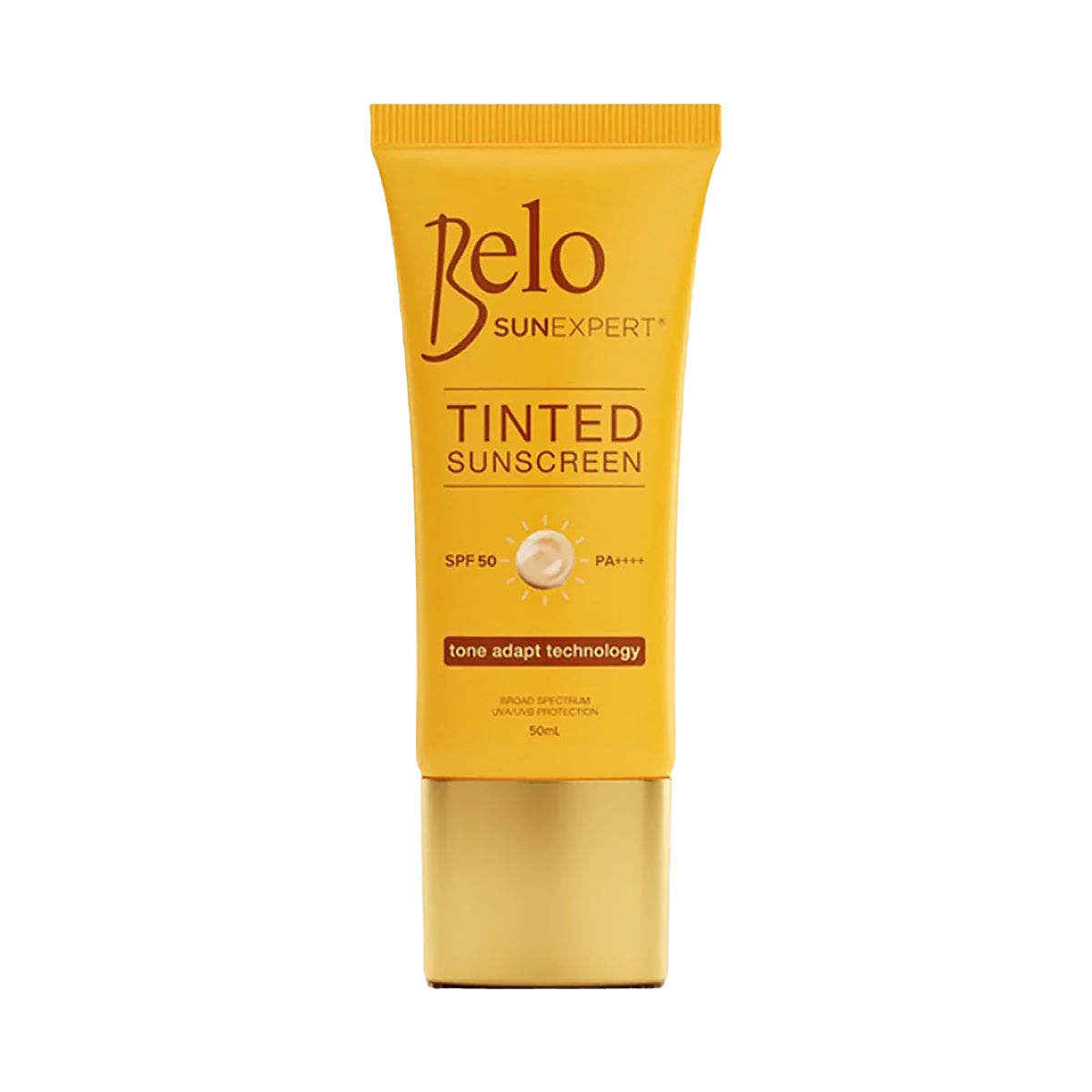 Belo SunExpert tinted sunscreen tube on a white background