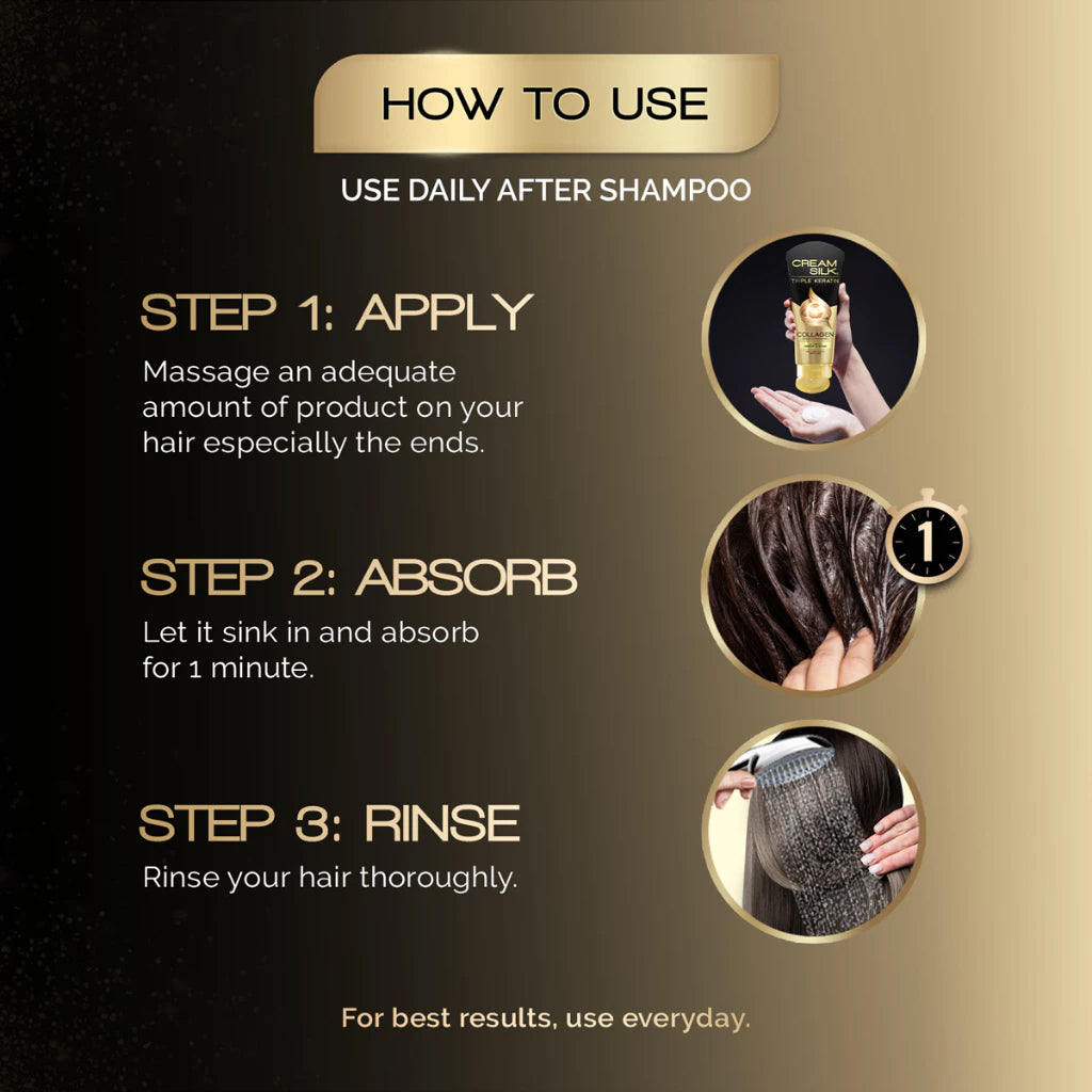 Cream Silk Triple Keratin Collagen Serum Conditioner - how to use