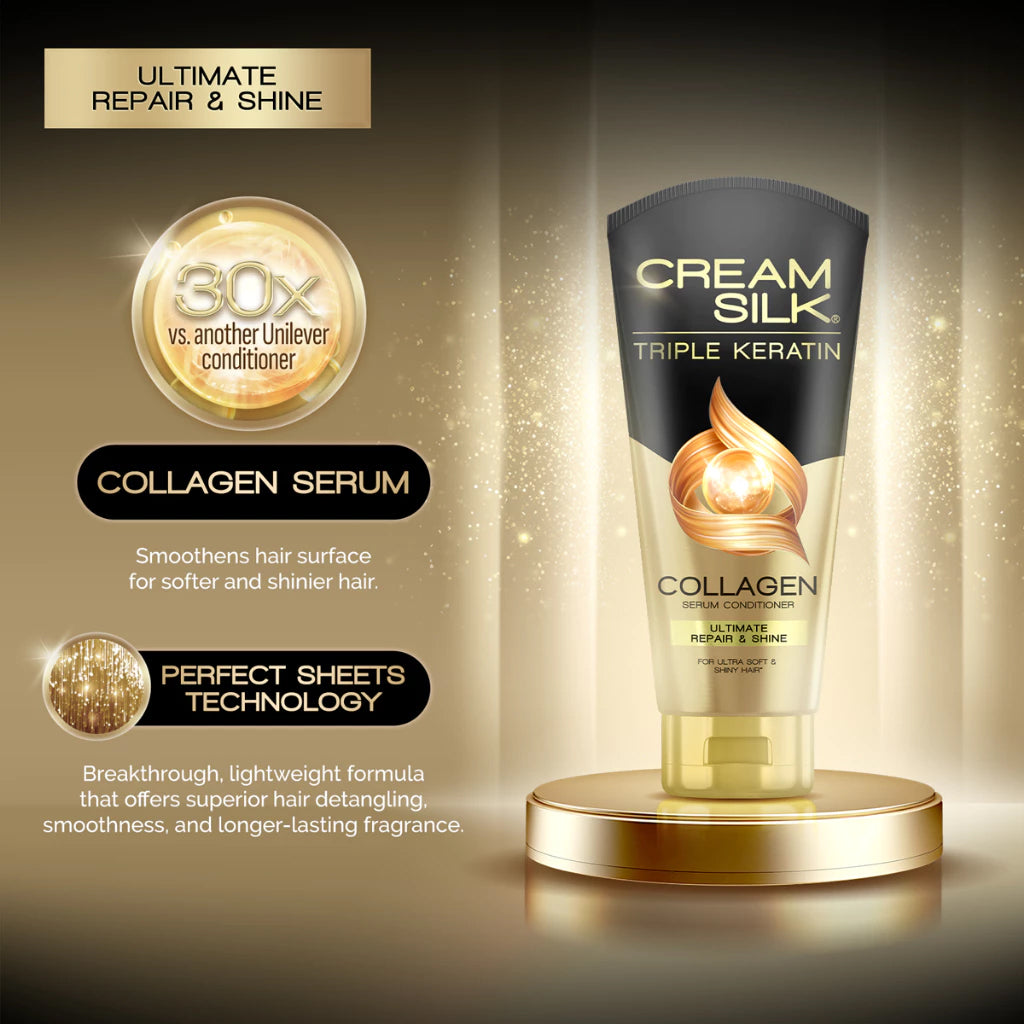 Cream Silk Triple Keratin Collagen Serum Conditioner - features