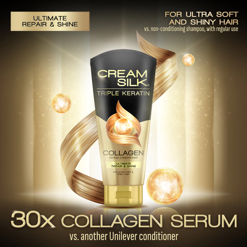 Cream Silk Triple Keratin Collagen Serum Conditioner features
