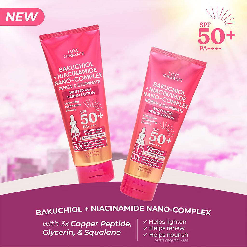 Luxe Organix Bakuchiol + Niacinamide Nano-Complex Serum Lotion SPF 50 200ml - new product info