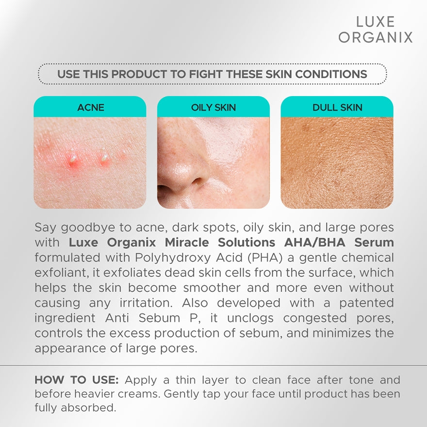 Luxe Organix Miracle Solutions Acne Derm+ Serum | Bini Beauty
