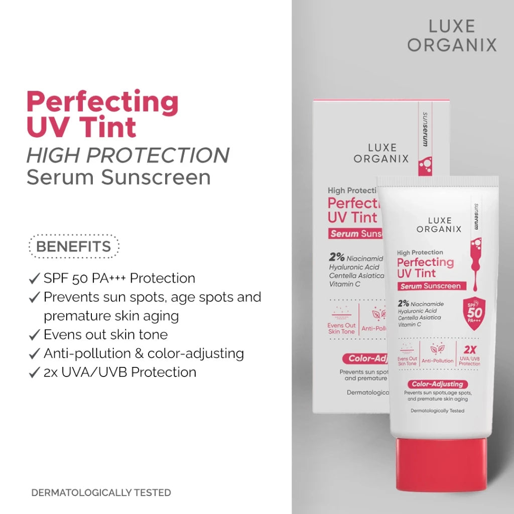 Luxe Organix High Protection Perfecting UV Tint Serum Sunscreen | Bini Beauty AU NZ