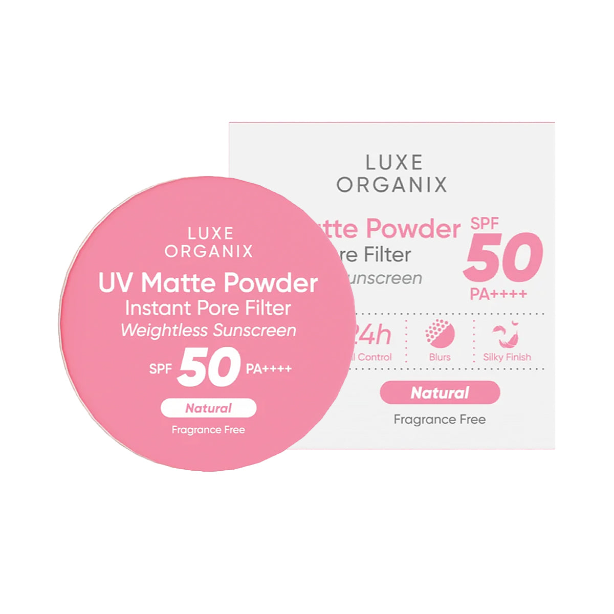 Luxe Organix 24H Zero Sebum Instant Pore Blurring Weightless Matte Powder SPF 50 PA++++ Natural 15G - New Packaging
