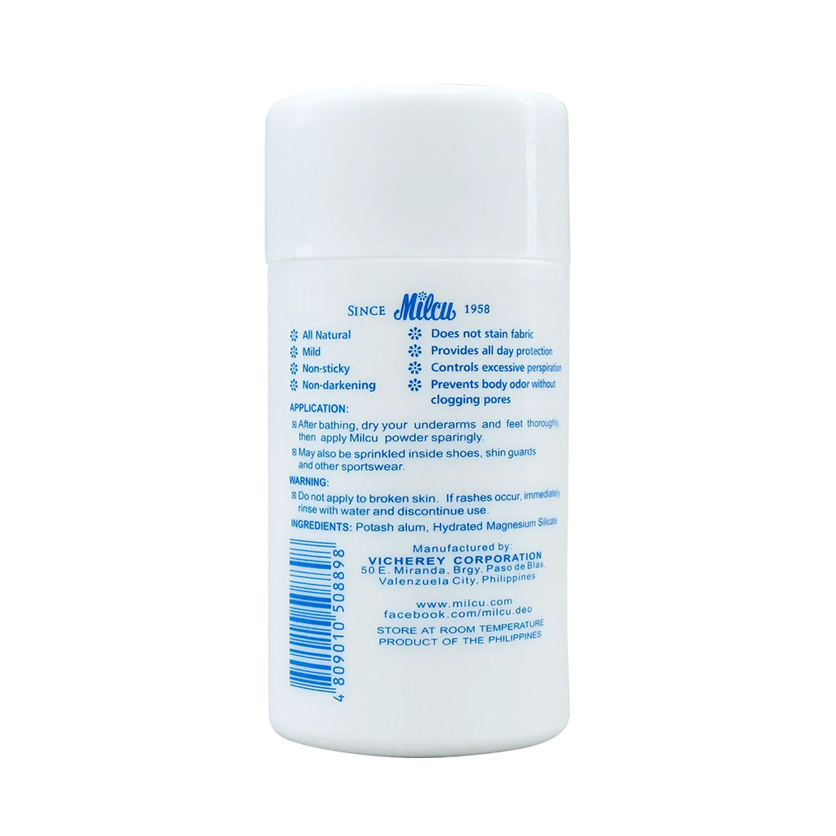 Milcu 2-in-1 Underarm & Foot Deodorant Powder 40g