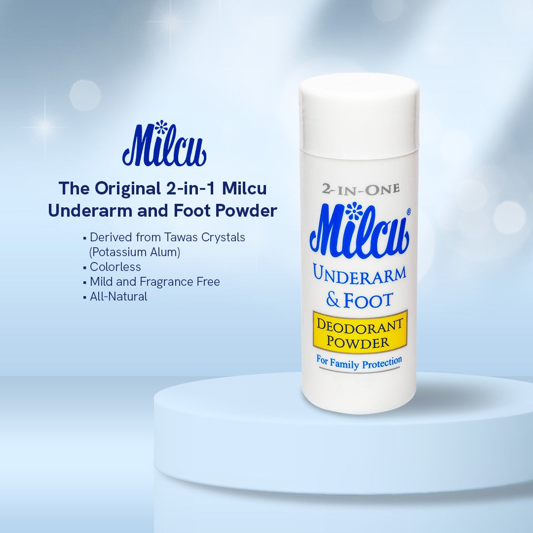 Milcu 2-in-1 Underarm & Foot Deodorant Powder 40g