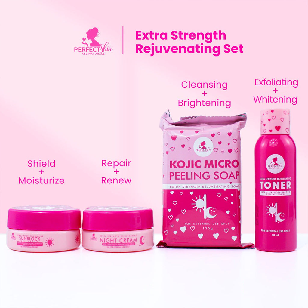 Set of Perfect Skin Extra Strength Rejuvenating Set on a white background, featuring the brand 'Perfect Skin'.