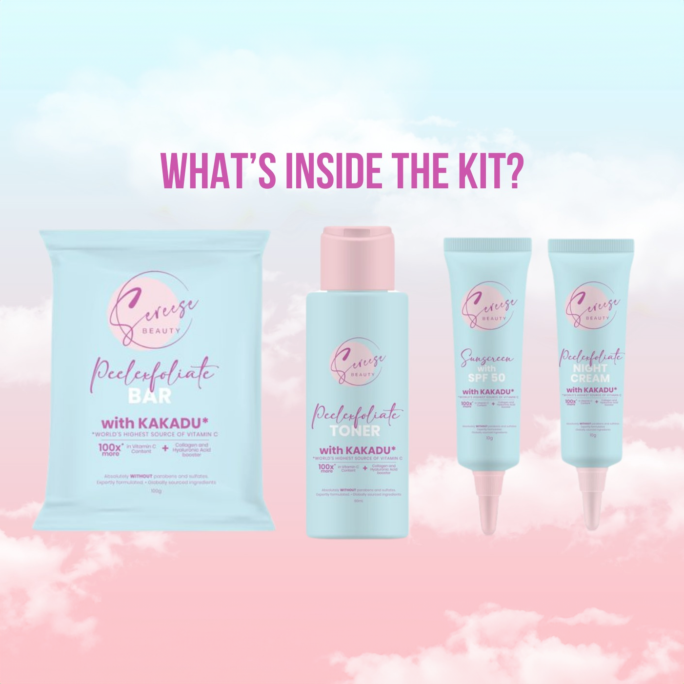 Sereese Beauty PeelExfoliate Set with Kakadu | Filipino Skincare NZ AU - kit inclusions