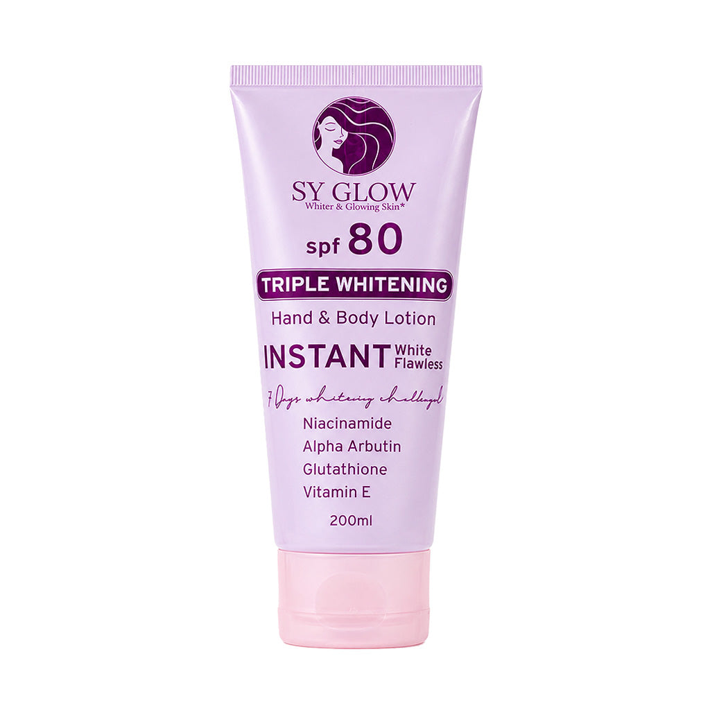 handbody glutathione SY Glow SPF 80 Triple Whitening Hand & Body Lotion 200ml – Bini Beauty protects with plant Size:5 Grams 5 amino 1mq nnmt ProductType:Supplements