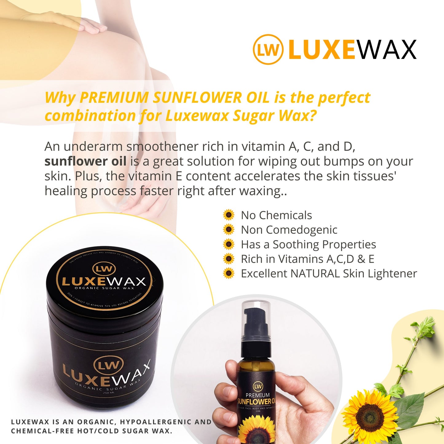 Luxewax Organic Sunflower Oil - AU NZ benefits