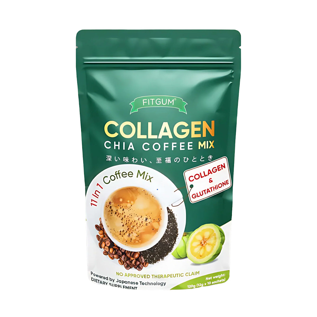 FITGUM Collagen Chia Coffee Mix (10 x 12g Sachets)