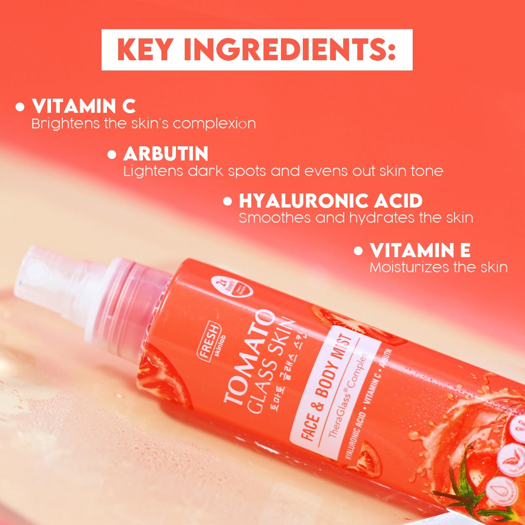 Key ingredients of FRESH Skinlab Tomato Glass Skin 3-in-1 Vitamin C Brightening Face & Body Mist 150ml