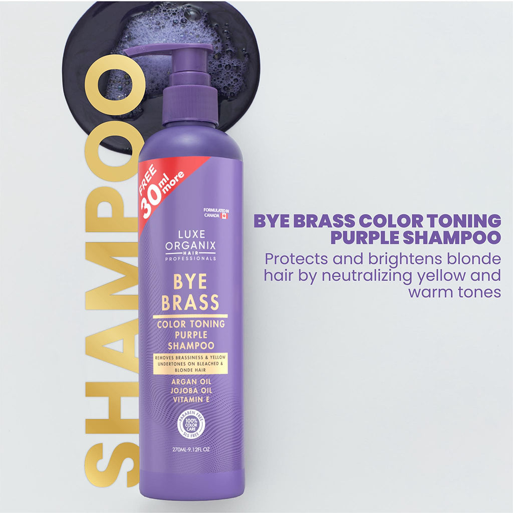 Luxe Organix Bye Brass Color Toning Purple Shampoo 270ml