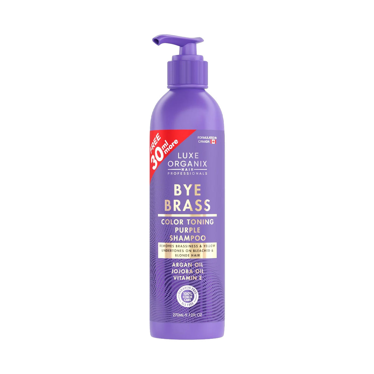 Luxe Organix Bye Brass Color Toning Purple Shampoo 270ml