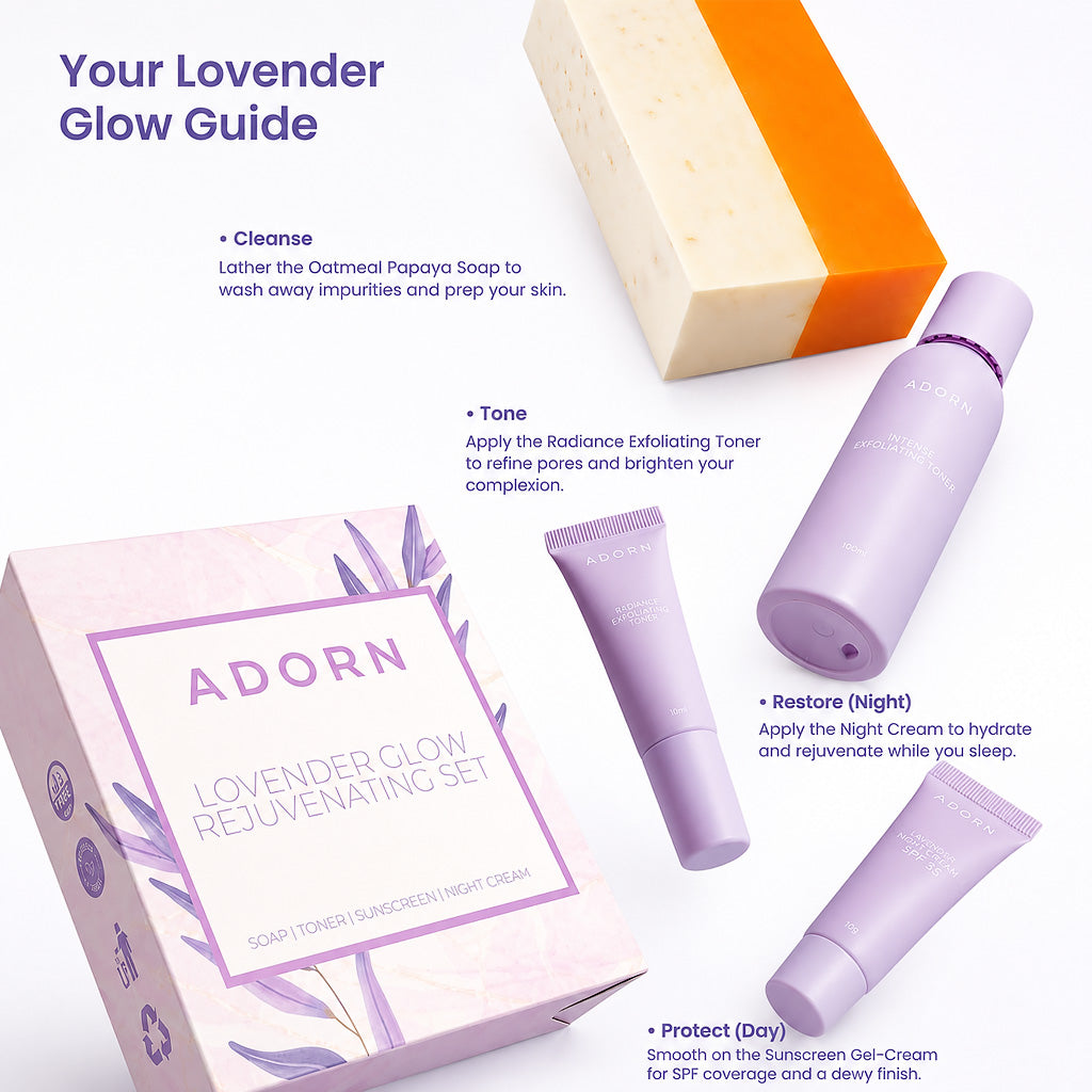 Guide to Adorn Lovender Glow Rejuvenating Set 4-Piece Kit