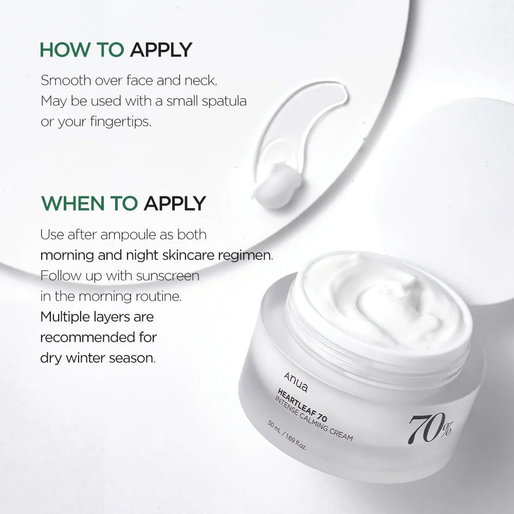 how to use Anua Heartleaf 70% Intense Calming Cream 50ml