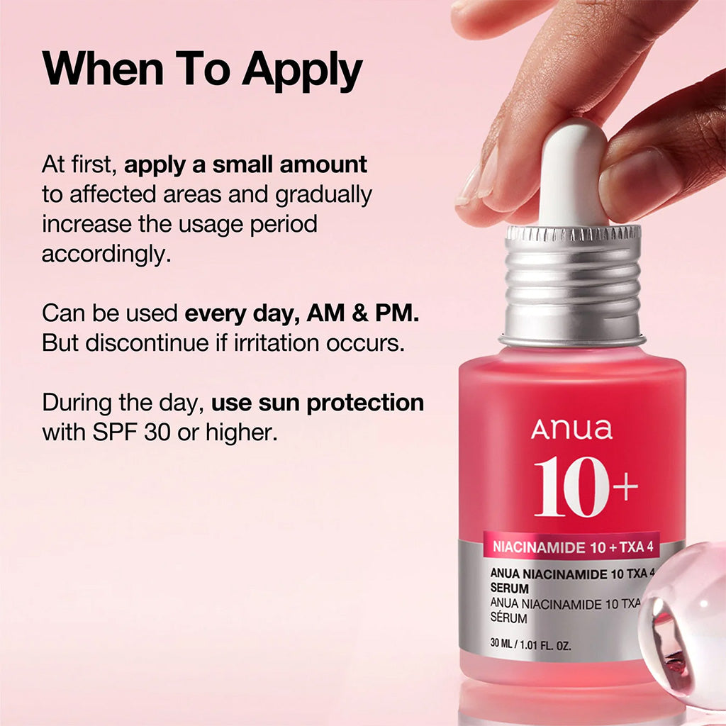 Anua Niacinamide 10% + TXA 4% Serum 30ml - how to use