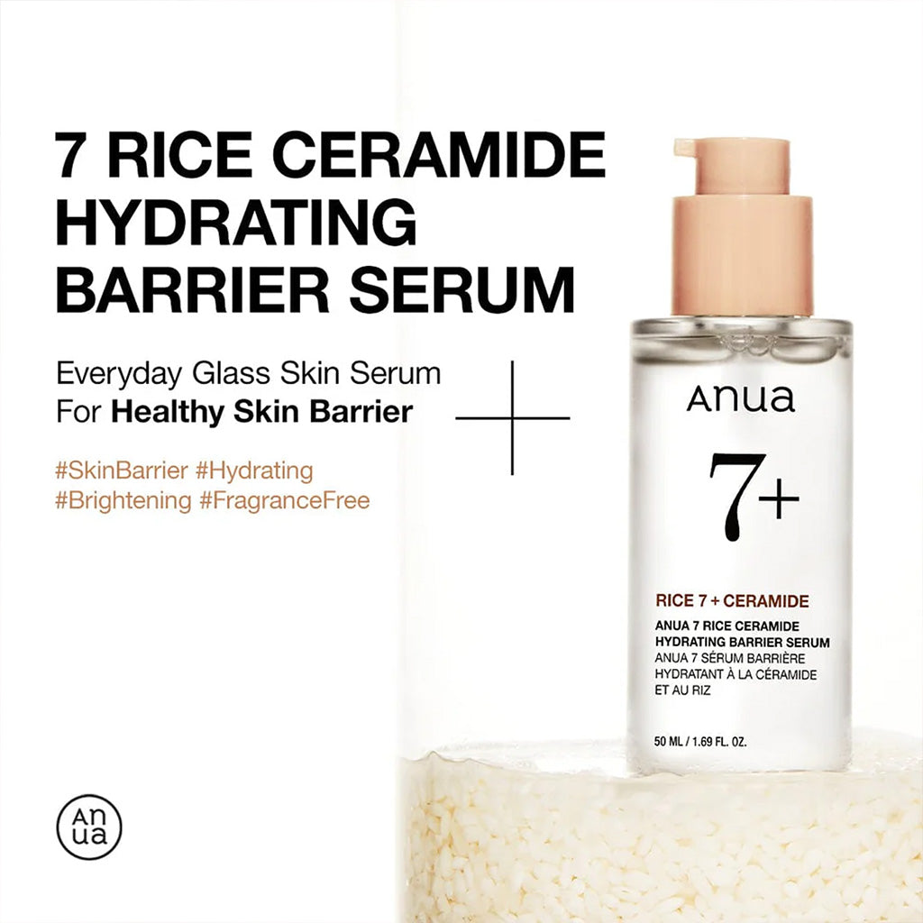 Anua Rice 7 + Ceramide Hydrating Barrier Serum 50ml key ingredients