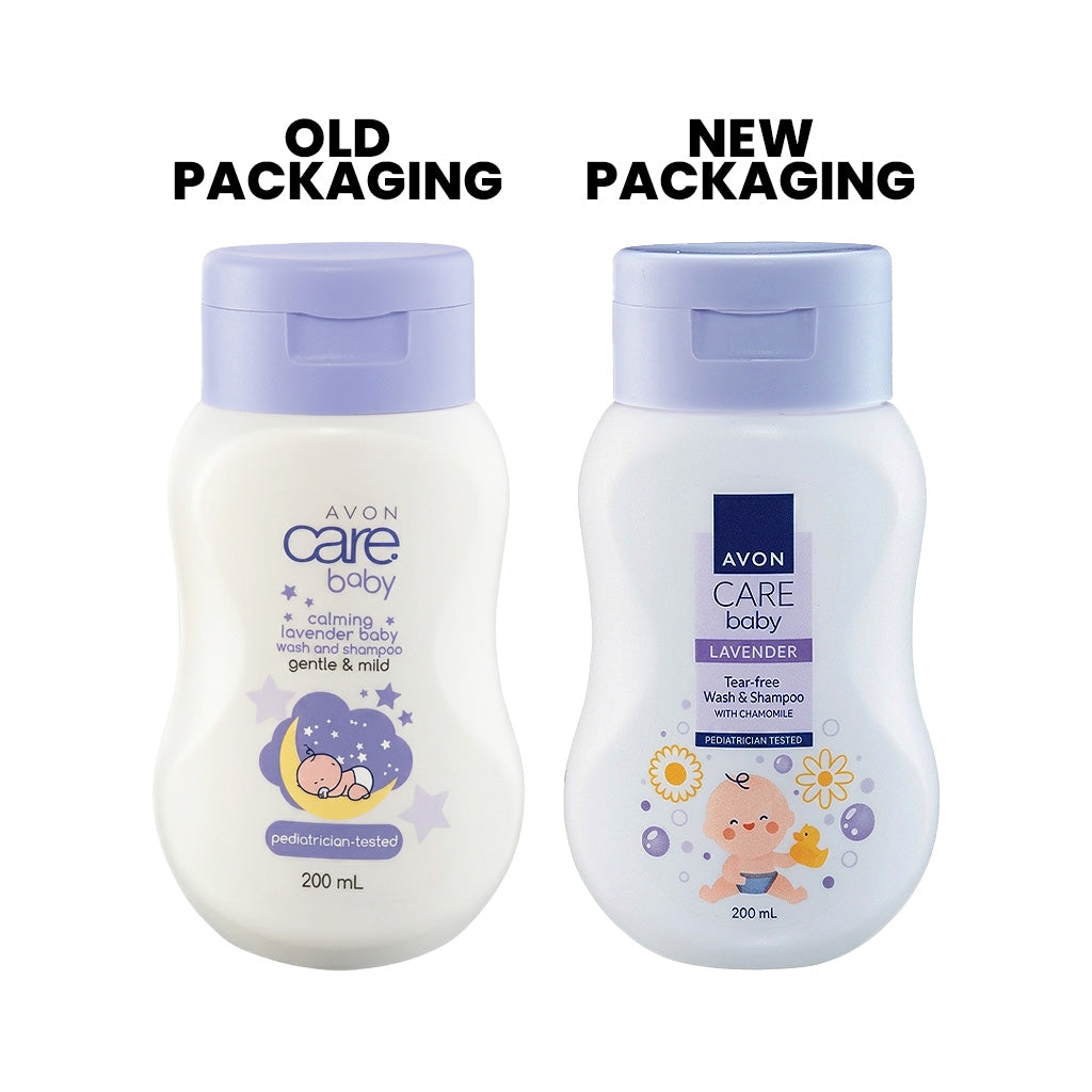 Avon Care Baby Lavender Tear-Free Wash & Shampoo with Chamomile 200ml Old & New Packaging