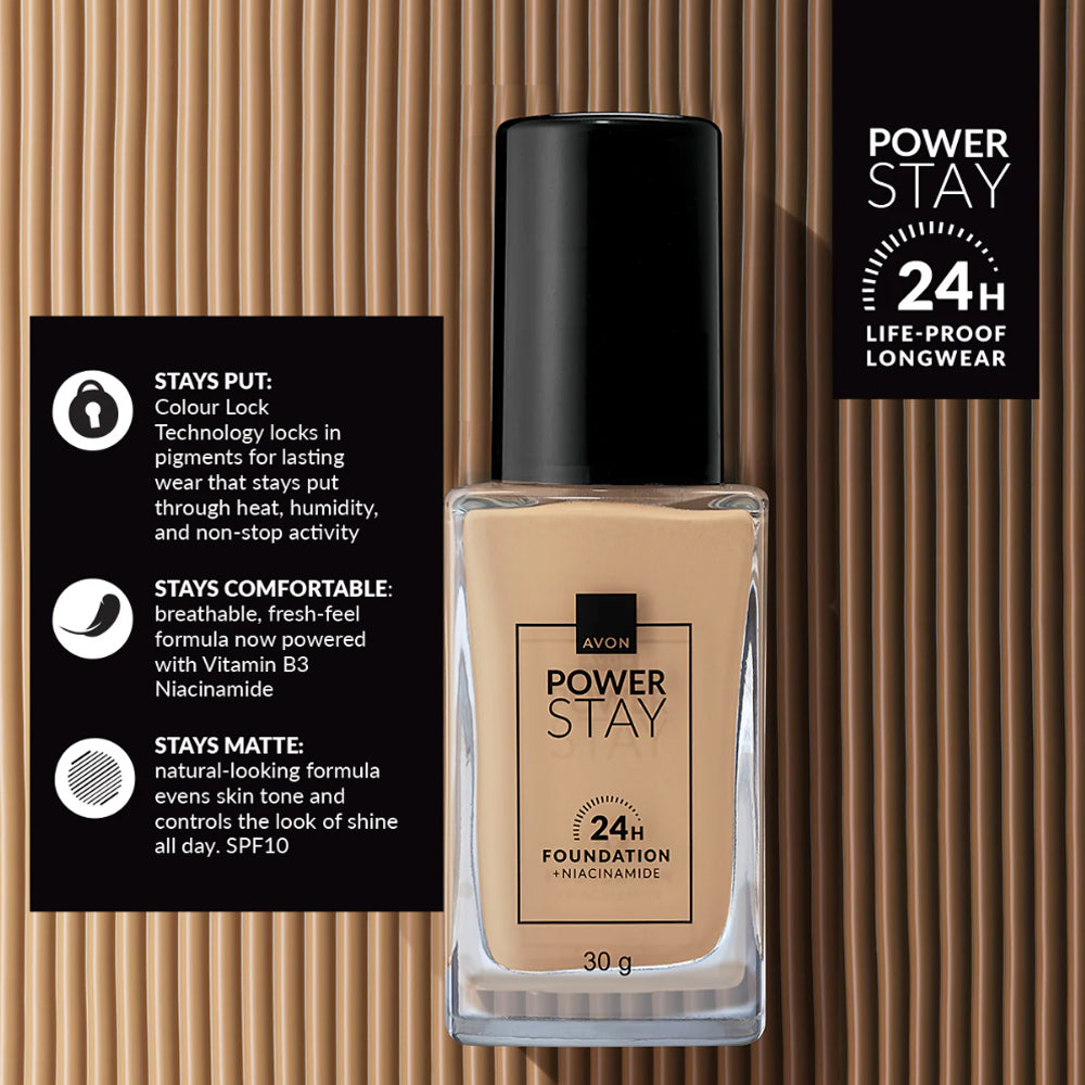 Avon Power Stay 24-Hour Liquid Foundation with Niacinamide | Avon NZ AU on Bini Beauty