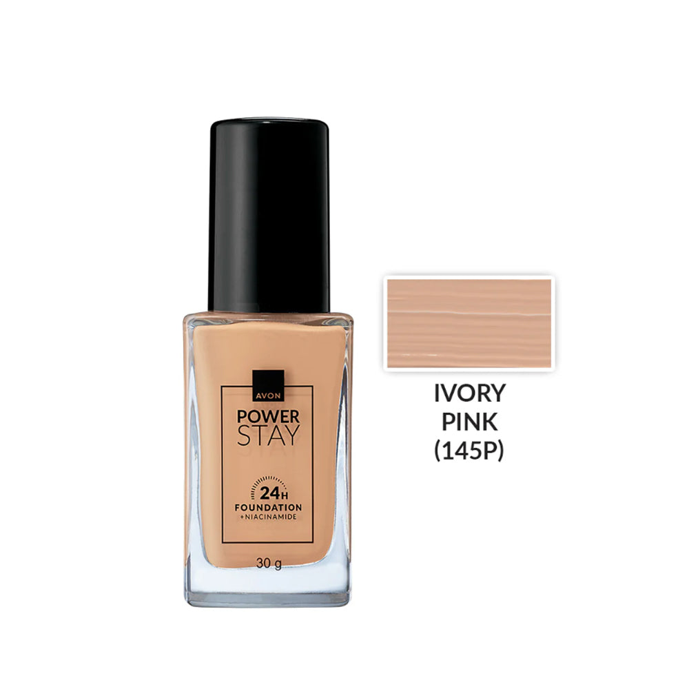 Avon Power Stay 24-Hour Liquid Foundation with Niacinamide | Avon NZ AU on Bini Beauty - ivory pink