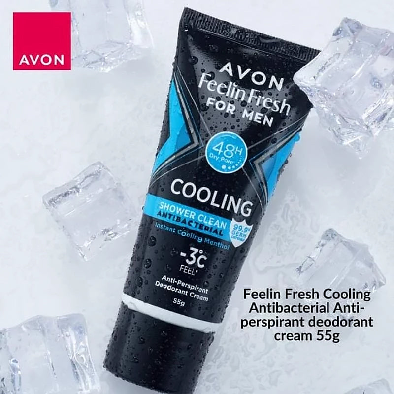 Avon For Men Feelin Fresh Quelch Cooling Antibacterial Anti-perspirant Deodorant Cream 55g