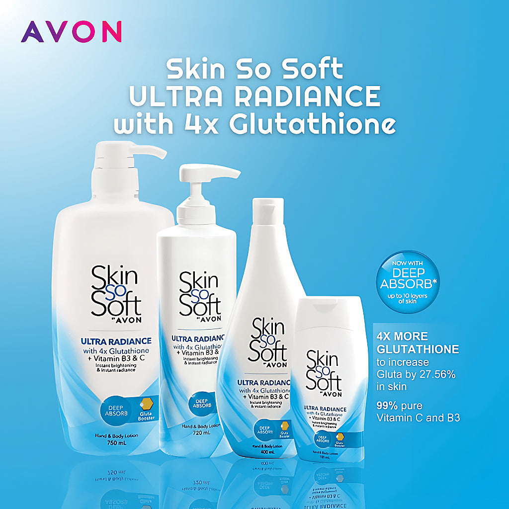 Avon Skin So Soft Ultra Radiance 4x Glutathione Hand & Body Lotion 400 ml