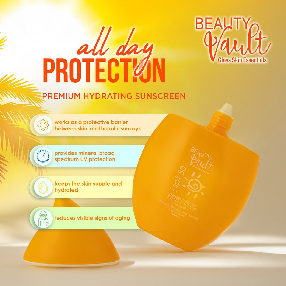 Beauty Vault Premium Hydrating Sunscreen SPF 50 PA+++ 50g benefits