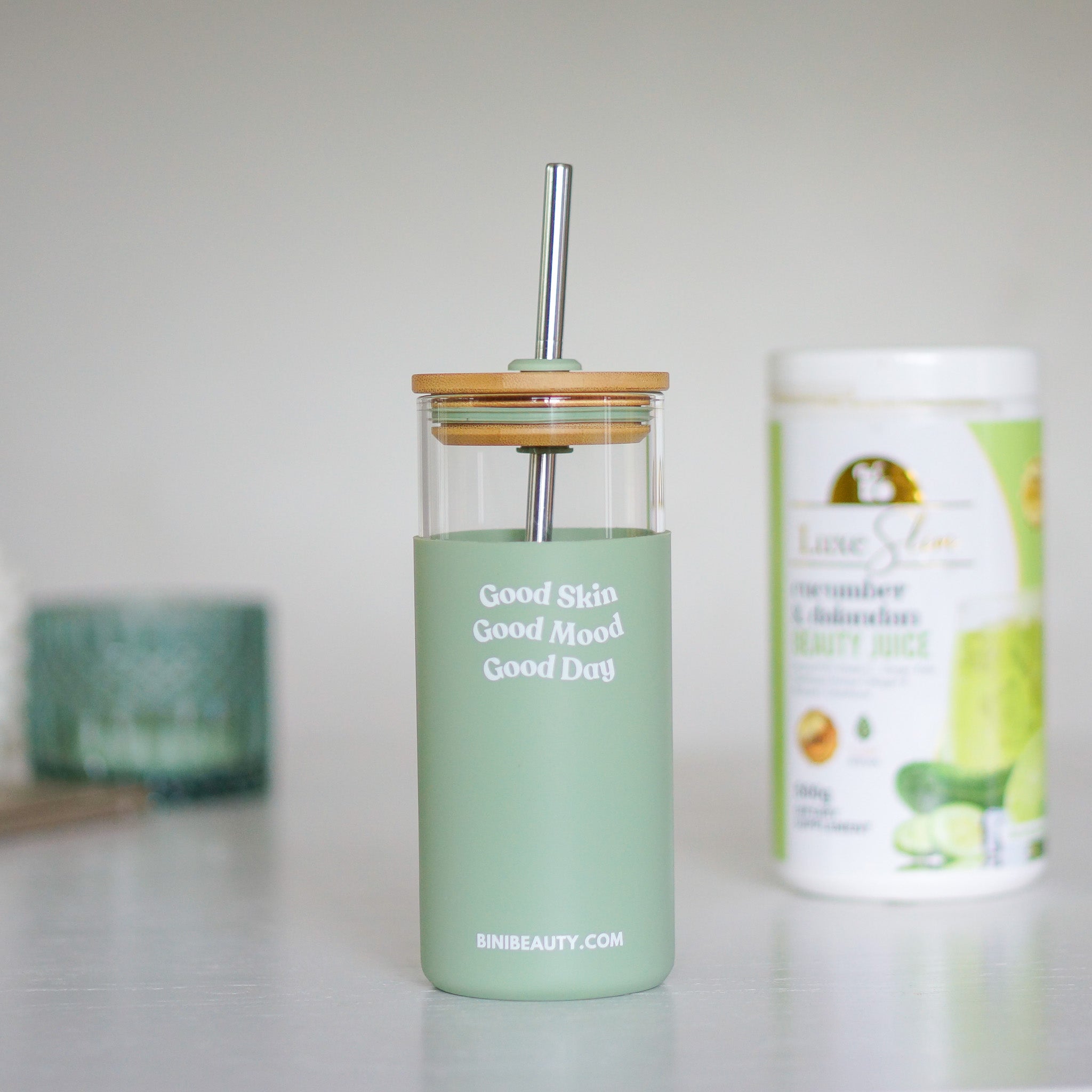 Bini Beauty Good Mood Tumbler in Sage | Bini Beauty