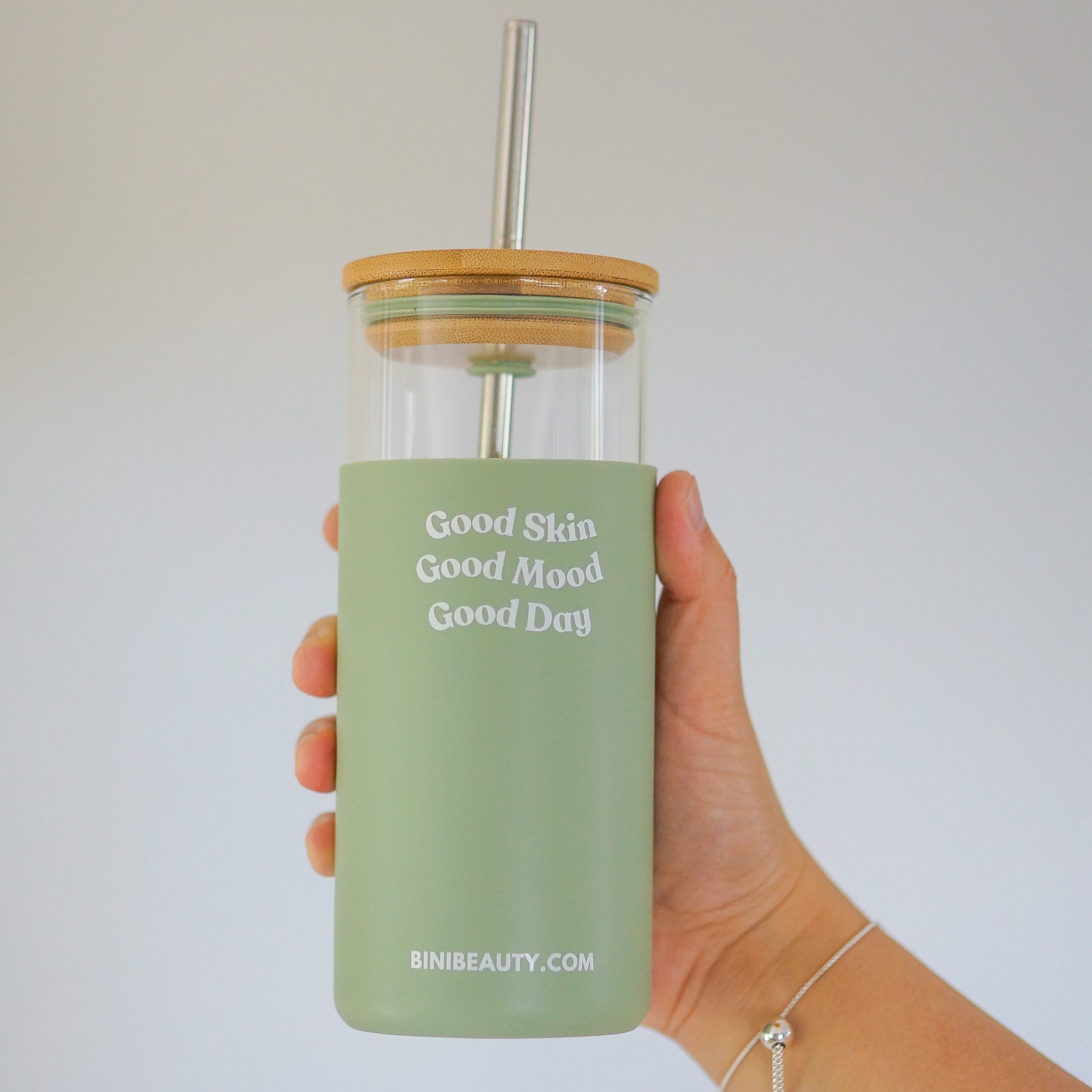 Bini Beauty Good Mood Tumbler in Sage | Bini Beauty