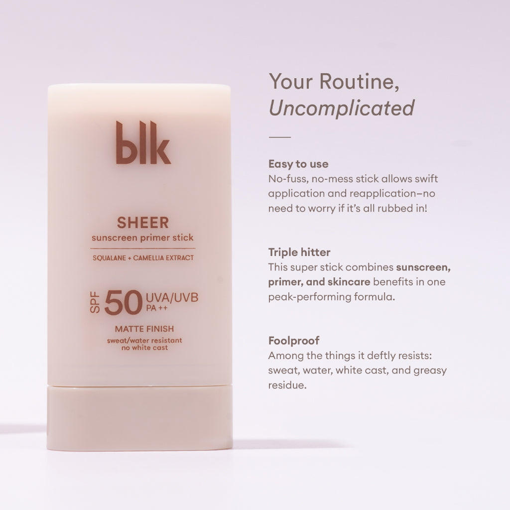 BLK Cosmetics Universal Sheer Sunscreen Primer Stick 20g NZ AU