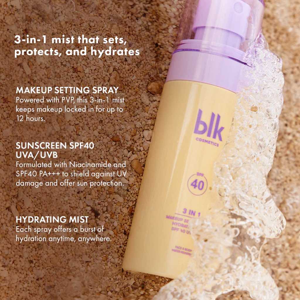 BLK Cosmetics Fresh Setting Spray Sun Mist SPF 40 - features