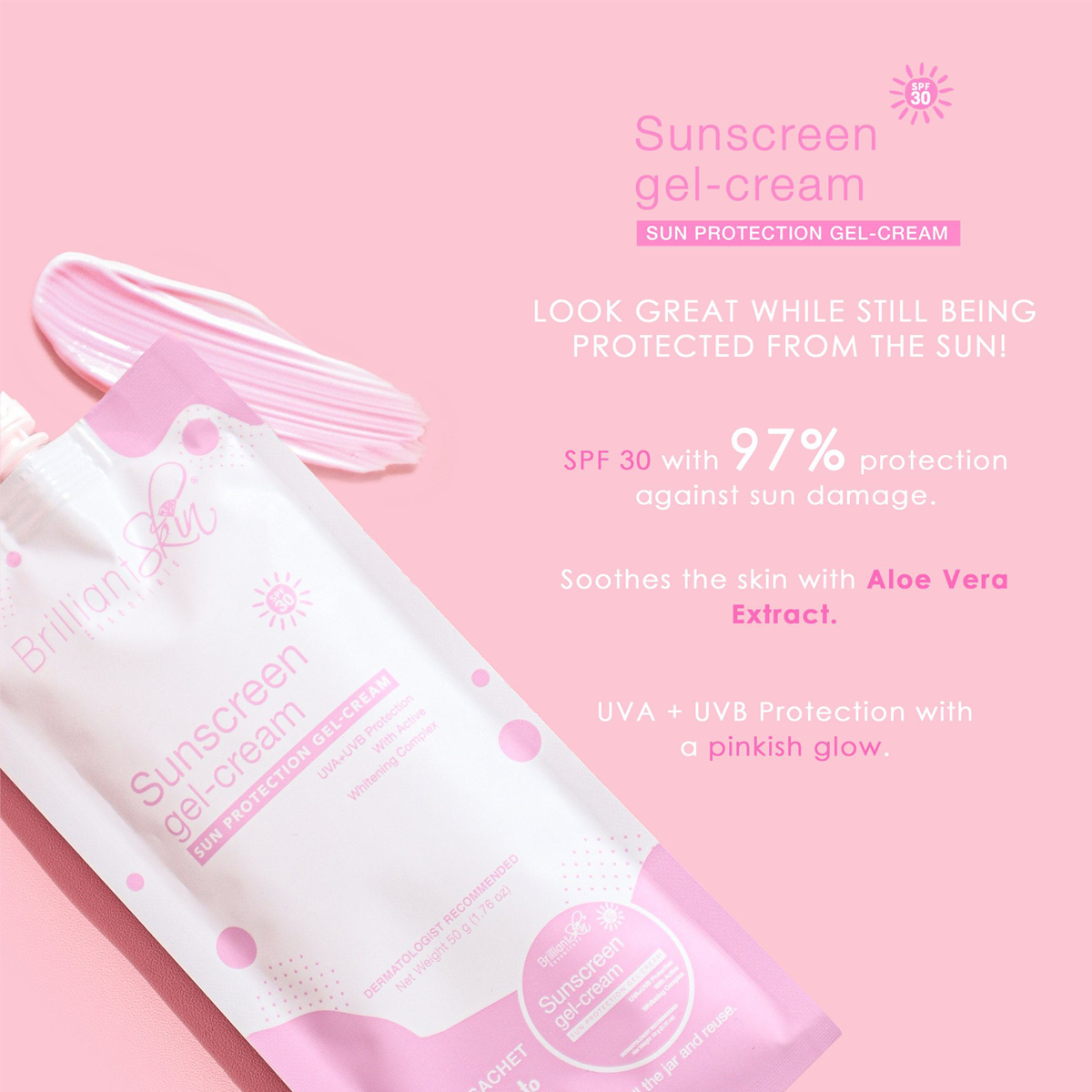 Brilliant Skin Sunscreen Gel-Cream SPF30 50g benefits