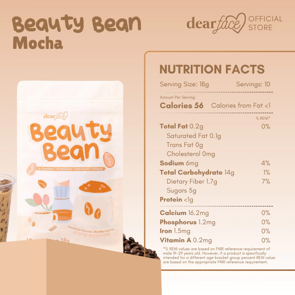 Dear Face Beauty Bean Mocha Coffee - nutrition facts