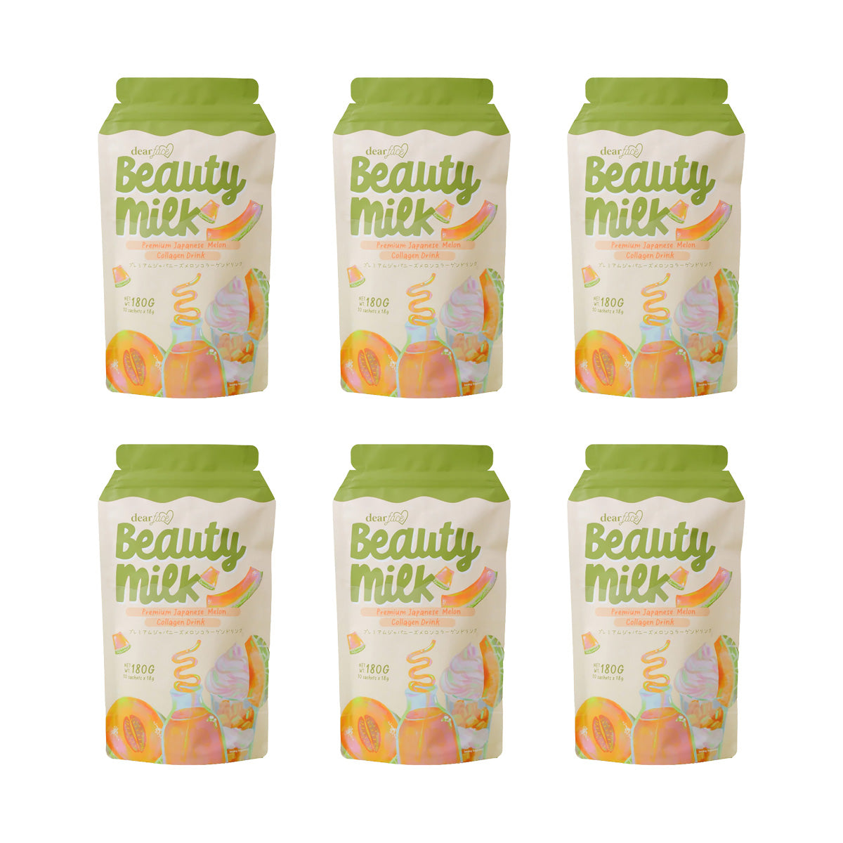 Dear Face Beauty Milk Melon Collagen Drink (Bundle of 6)