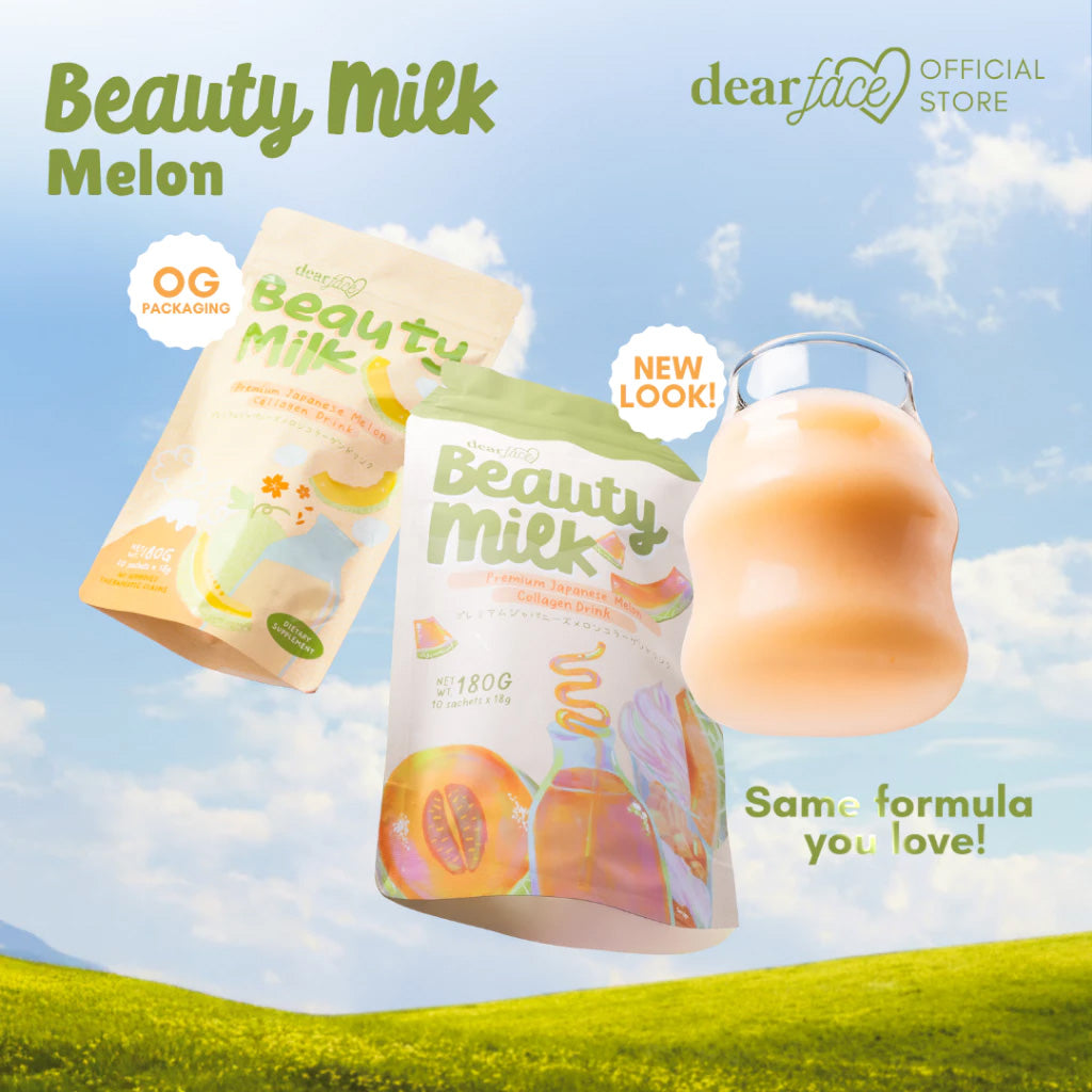 Dear Face Beauty Milk Melon Collagen Drink - old vs new packaging