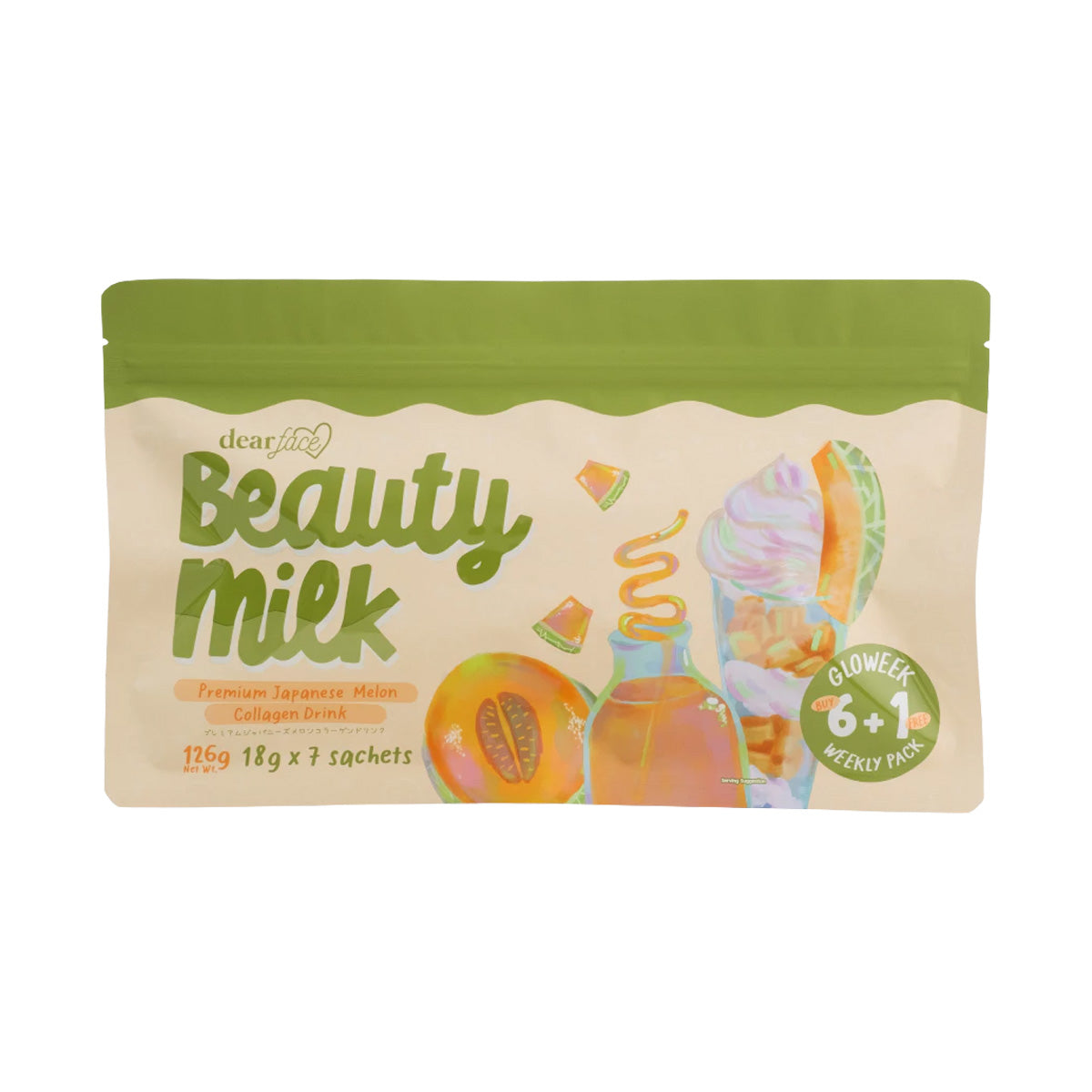 Dear Face Beauty Milk Melon Collagen Drink (6+1 Weekly Pack)