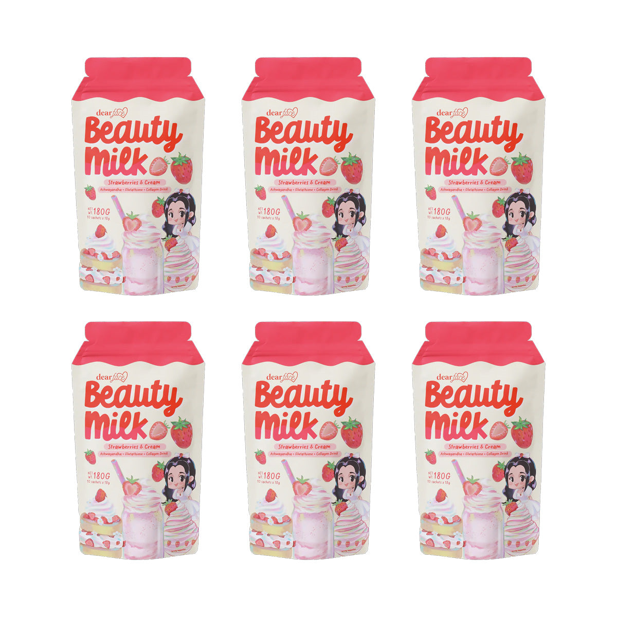 Dear Face Beauty Milk Strawberries & Cream (Bundle of 6)
