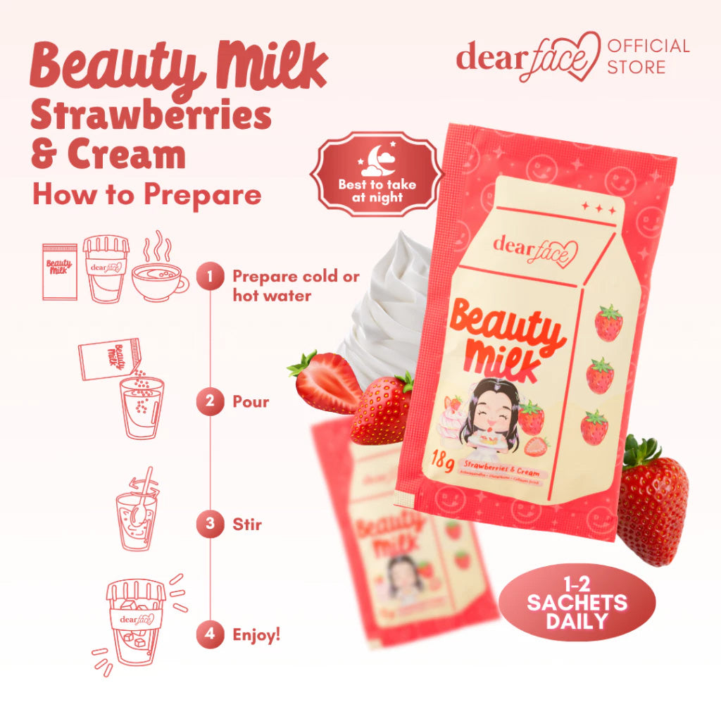 Dear Face Beauty Milk Strawberries & Cream - how to prepare