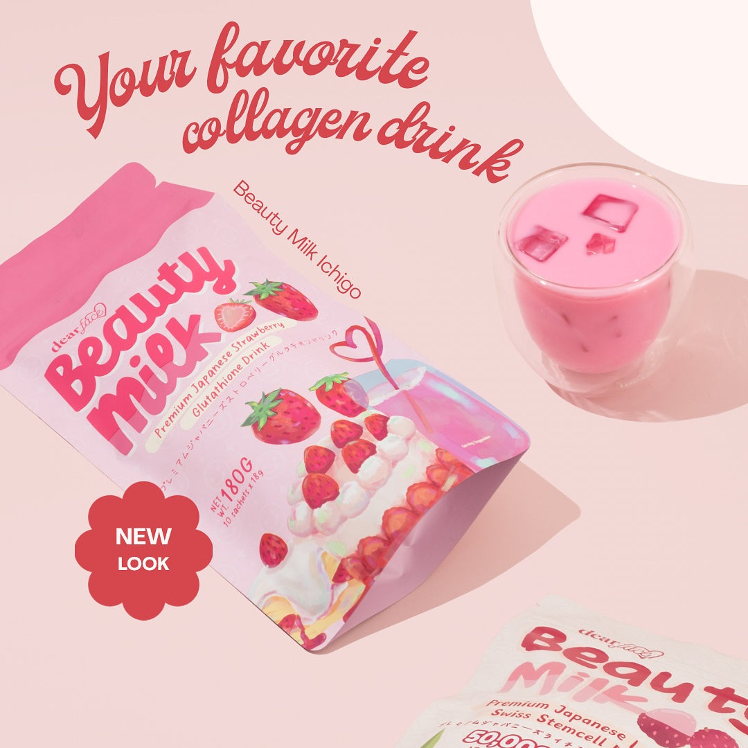 Dear Face Beauty Milk Strawberry Glutathione Drink - New Packaging