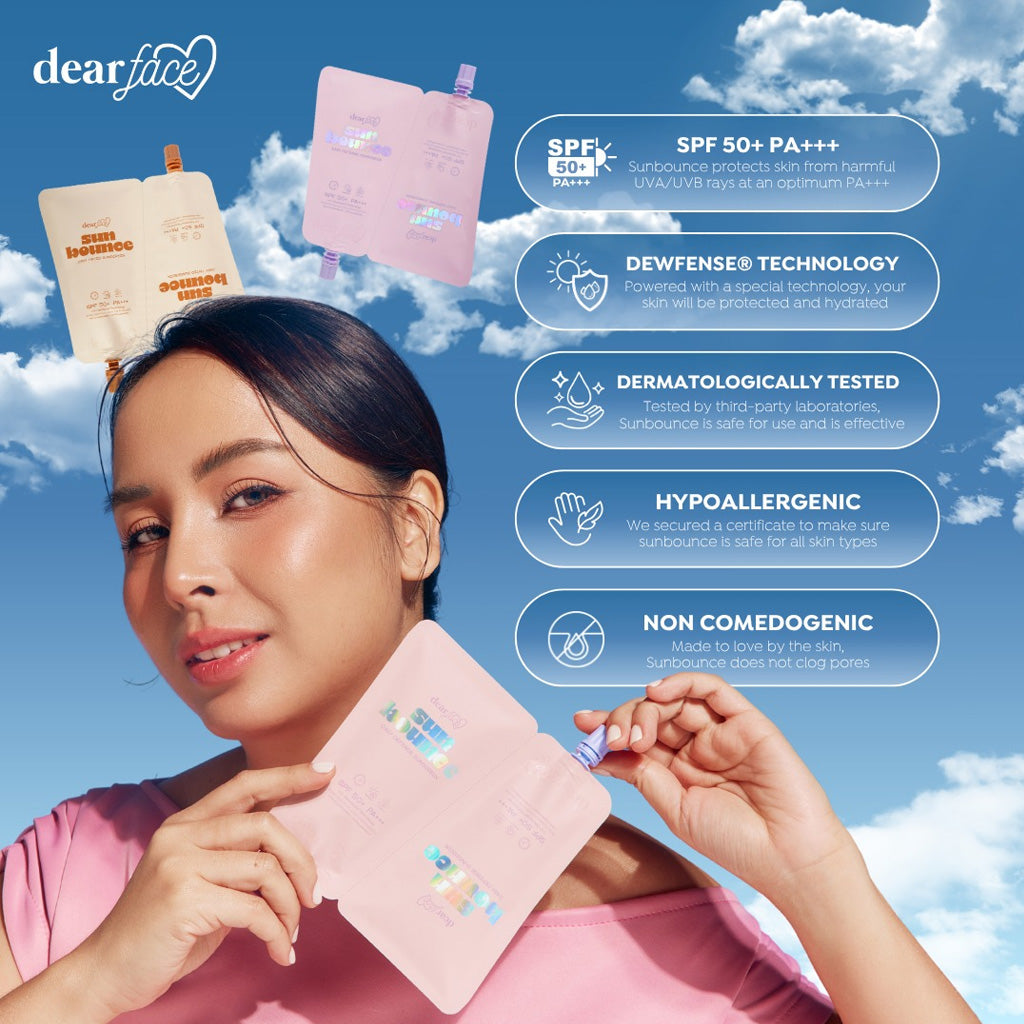 Dear Face Sunbounce Daily Defense Sunscreen SPF 50+ PA+++  key benefits