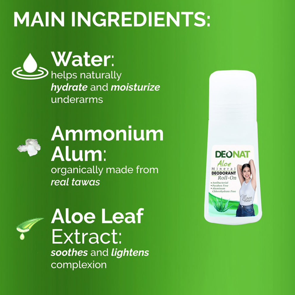 Deonat Aloe Mineral Deodorant Roll On 65ml  - main ingredients