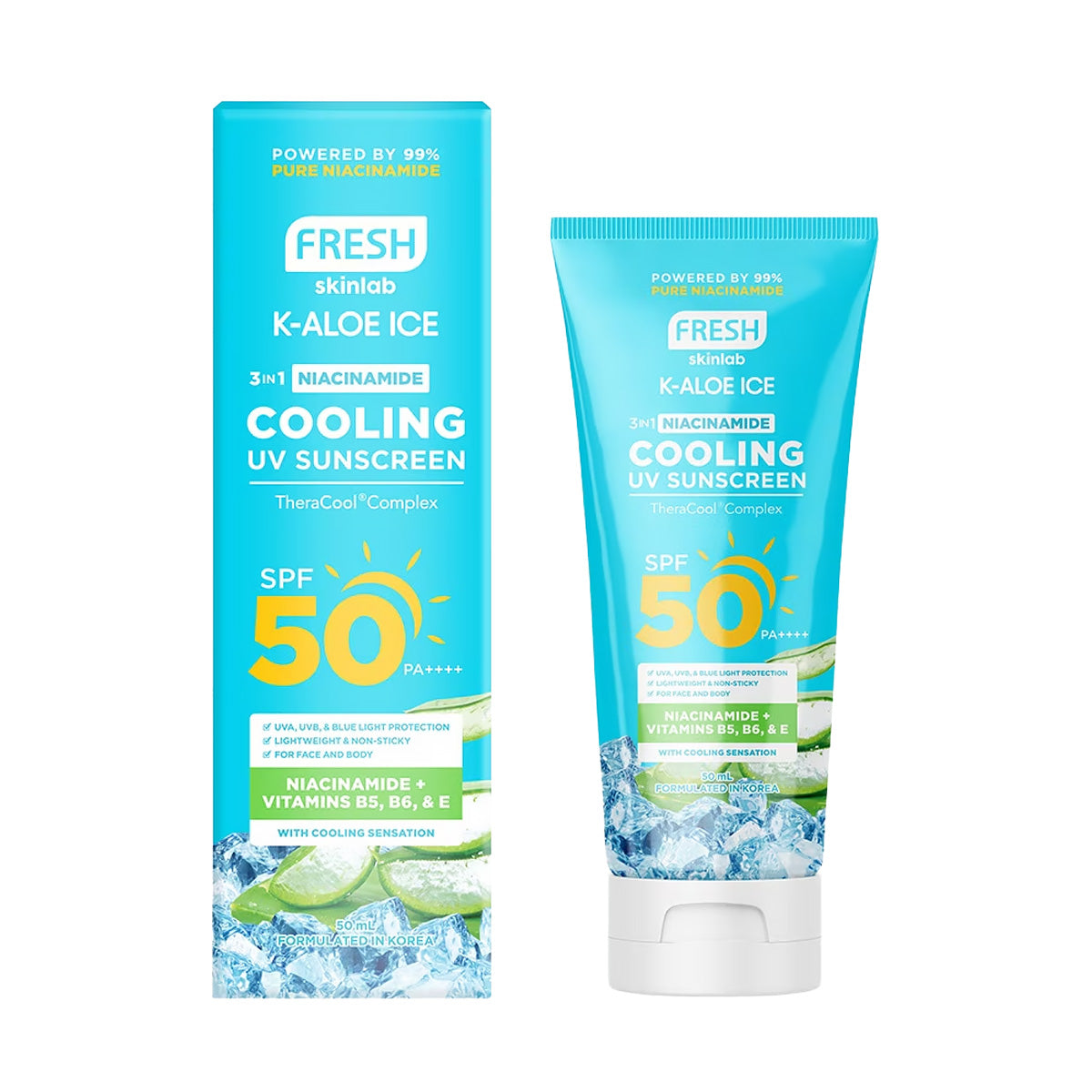 FRESH Skinlab K-Aloe Ice 3 in 1 Niacinamide Cooling UV Sunscreen SPF 50 50ml