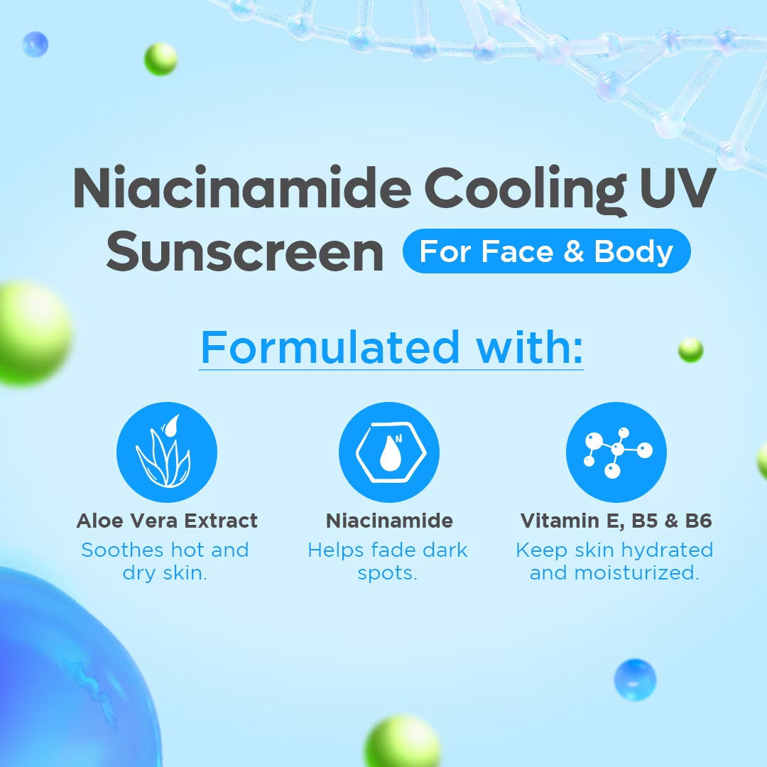 key ingredient of FRESH Skinlab K-Aloe Ice 3 in 1 Niacinamide Cooling UV Sunscreen SPF 50 50ml