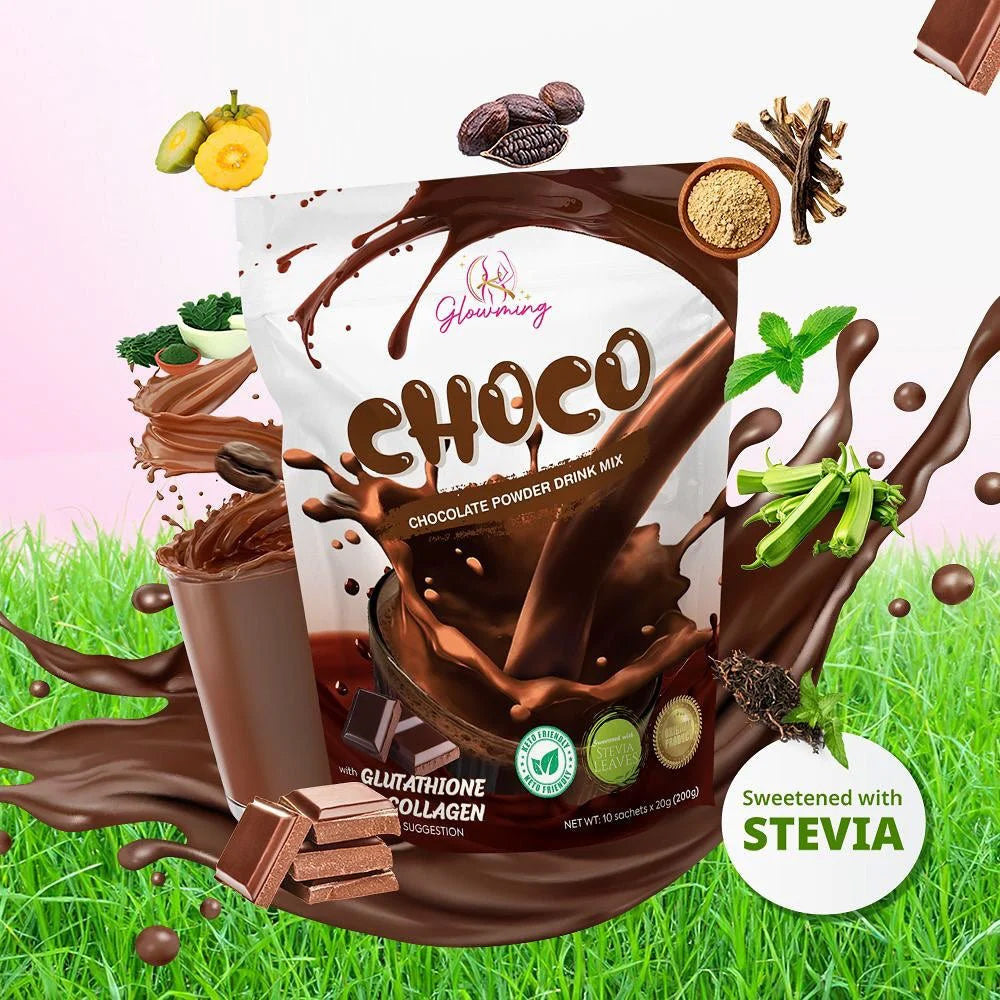 glutathione chocolate Glowming Shape by CC Choco Zero-Sugar Detox Drink – Bini Beauty