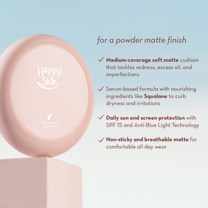 Happy Skin Second Skin Matte Serum Cushion Foundation SPF15 AU NZ - features