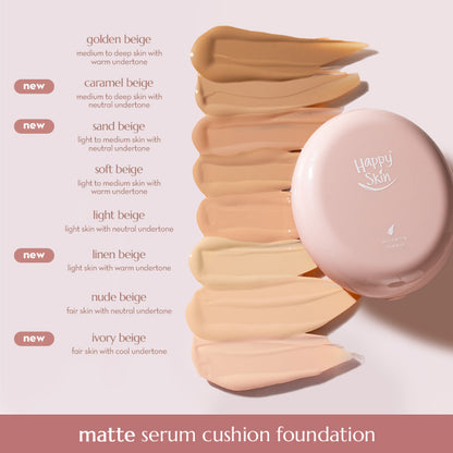 Happy Skin Second Skin Matte Serum Cushion Foundation SPF15 AU NZ - new shades