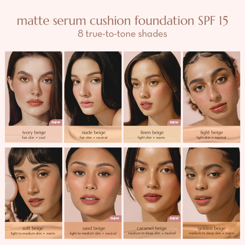 Happy Skin Second Skin Matte Serum Cushion Foundation SPF15 AU NZ - tones shades